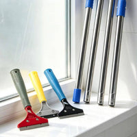 Stainless Steel Long Handle Scraper Detachable Scraper with Spliced Rod Rust-Resistant Scraping Tool Threaded for Cleaners, Homeowners, Window Cleaning, Kitchen Cleanup
