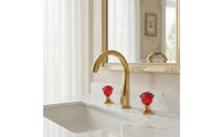 Polished Gold Two-handleHandle Bathroom Faucet Arched Spout Basin Mixer Tap Hot and Cold Three-Hole Faucet Leak-Resistant-Drip-Resistant for Vanity, Washroom