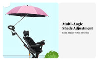 Black Glue Coating Protection Stroller Sunshade Lightweight & Foldable Clamp-on Stroller Umbrella Heat Reflective for Travel, Beach, Walks