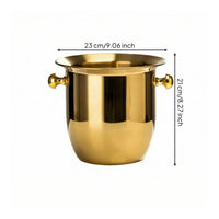 Ice Bucket Gold Ice Container Bucket with Handles Stainless Steel Beverage Chiller for Restaurant