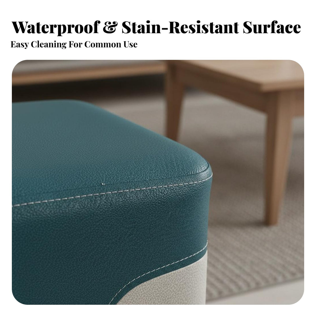 Color-Block Design Upholstered Cube Pouf Minimalist Design Low Stool High Load Bearing Ottoman Accent Seat for Families, Homeowners, Living Room, Entryway, Bedroom, Nursery