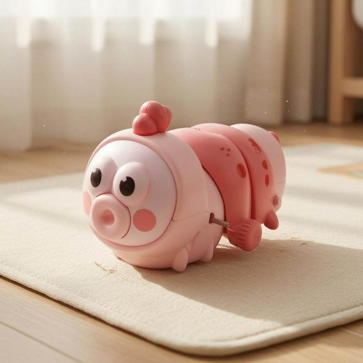 Cartoon Eyes Wind-up Caterpillar Toy Molded Plastic Caterpillar Toy Printed Markings Mechanical Crawling Cute Design