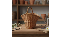 Arched Handle Wicker Basket Flared Top Woven Wicker Basket Brown Household Container