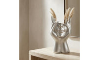 Hand-Shaped Sculptural Face Vase Open Top Face Vase Glossy Finish Home Decor Decorative