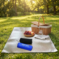 Picnic Blanket and Camping Mat for Family, 3mm Aluminum Film EVA Sleeping Mat, Waterproof Outdoor Mat and Beach Blanket