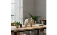 Abstract Elephant Figurine Ribbed Elephant Ornament Textured Decor Modern for Homeowners, Art Collectors, Living Room, Entryway, Bookshelf, Office Desk