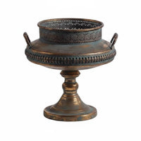 Gold Pedestal Vase Handcrafted Golden Appearance Pedestal Bowl Wide Opening Footed Floral Bowl for Wedding