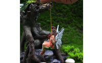 Fairy Couple on Swing Whimsical Fairy on Swing Ornament Hanging Garden Ornament Balcony Romantic for Gardeners, Planter