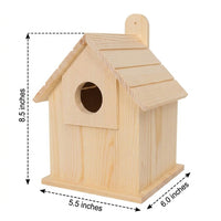 Wooden Birdhouse Nest Box with Perch, Solid Wood Birdhouse for Garden, Outdoor Bird Nest Set for Universal Bird Species, Sloped Roof Style