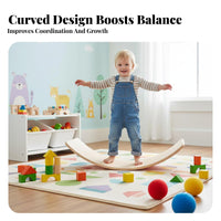 Sturdy Wood Construction Wooden Balance Board Child-Safe Design Childrens Wooden Wobble Board Versatile-Ended Play Educational Rocker Toy Easy Assembly for Toddlers, Kindergarten, Indoor, Playroom