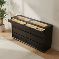 Biometric Lock Cabinet with Tray Biometric Storage Cabinet with Drawers Illuminated Furniture for Bedroom, Living Room
