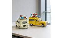 Model Van with Surfboards Diminutive Retro Metal Van Model Nostalgic Ornament for Tabletop