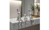 Hare Family Figurines Electroplated Shiny Hare Decor Glossy Mini Bunny Ornaments