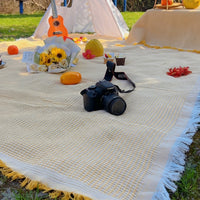 Outdoor Rug and Picnic Blanket for Family Picnic, Polyester Camping Mat with Carry Handle, Waterproof Mat and Beach Blanket, 1020g Weight