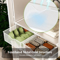 Space-Saving Wardrobe Pull-out Basket Breathable Mesh Design Closet Shelf Hanging Basket Drill-No-Drill Installation for Homeowners