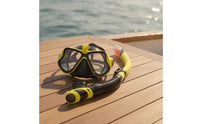 Anti-Fog Dry Snorkel Set Tempered Glass Snorkel Mask with Camera Mount Comfortable Snorkeling Mask Wide View for Divers, Beach Vacation