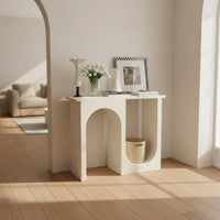 Creative Arch Design Arched Base Display Shelf Narrow Profile Console Table with Circle Base Easy to Clean Entryway Stand Solid Construction for Apartment Dwellers, Homeowners, Hallway, Living Room, Behind Sofa, Bedroom