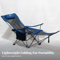 Foldable Design Reclining Camp Lounger Adjustable Recline Lounge Chair Lightweight Portable Seating Heavy Duty Frame for Beachgoers, Office Workers, Beach, Fishing, Camping, Backyard