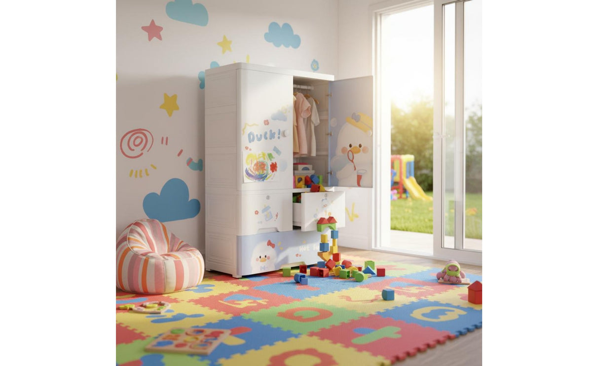 Large Capacity Baby Clothes Armoire Long-Lasting Kids Wardrobe Closet Heavy Duty Children's Clothes Organizer Formaldehyde-Safe for Babies, Toddlers, Nursery, Playroom, Bedroom