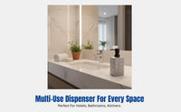 Ceramic Stone-Look Dispenser Bottle, Pump Bottle for Liquid Soap, Bathroom Decor, Hotel, Minimalist