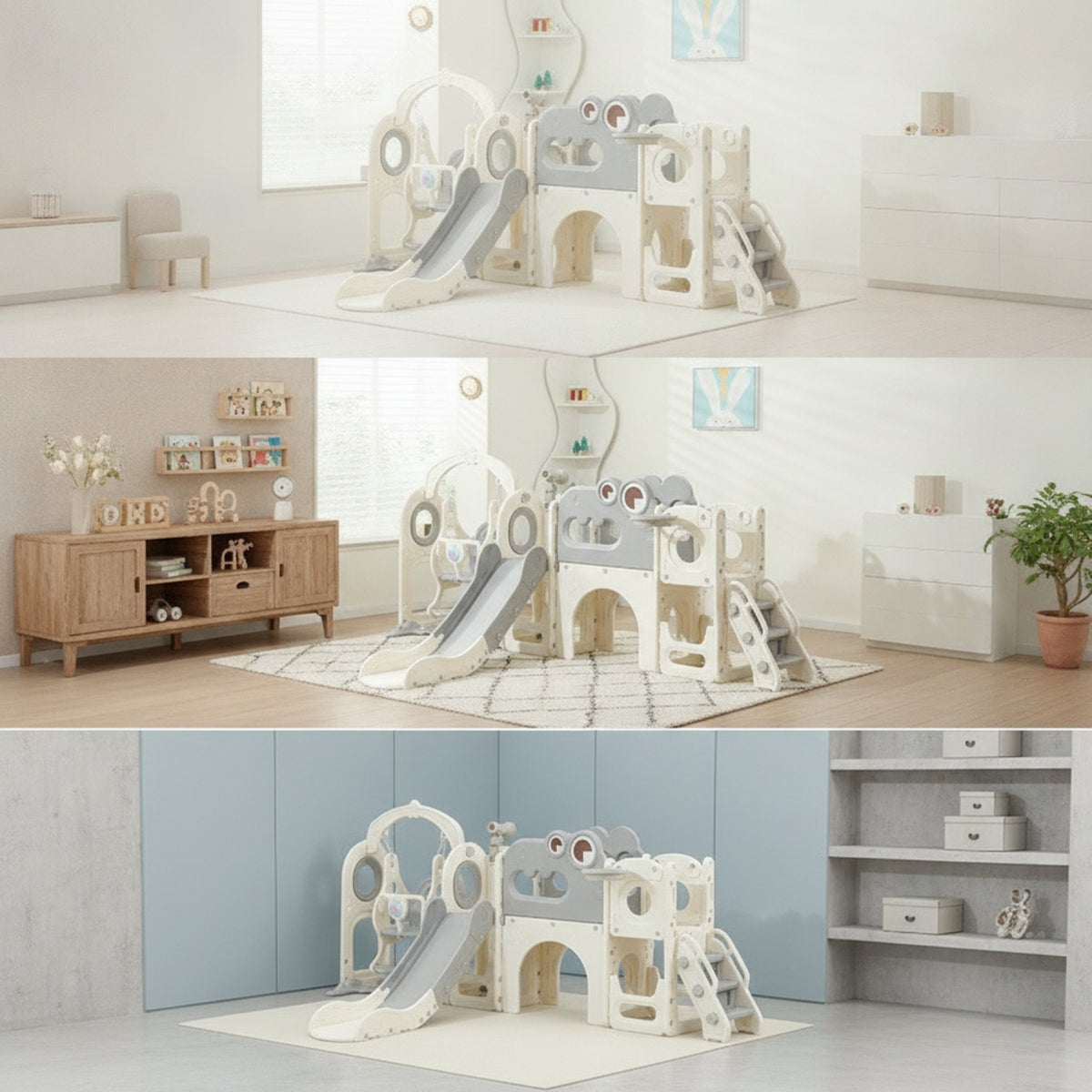 Slide and Swing Set Indoor-Outdoor Climber with Slide Compact Activity Center with Basketball Hoop for Young Children, Kids, Backyard, Playroom
