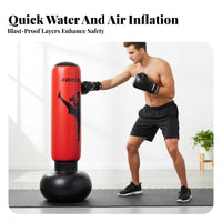 Fast Rebound Inflatable Boxing Column Stable Base Inflatable Striking Target Long-Lasting PVC Material Tumbler Boxing Bag Leak-Proof for Adults, Teens, Beginners, Home Gym, Indoor, Workout, Garage