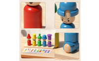 Wooden Matching Toy with Cards Fine Motor Color Matching Toy with Pegs Sorting Box with Cards Hands-on Hand-Eye Coordination