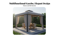 Aluminum Frame Gazebo Rainproof Backyard Gazebo Protection Patio Pavilion with Curtains for Homeowners, Families, Restaurant Patios, Poolside, Deck