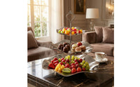 Three-Tier Serving Tray Stand Non-Slip Tiered Serving Stand with Handle Sleek Sturdy for Hosts, Parties, Weddings