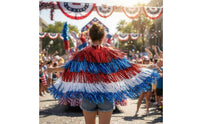 Independence Day Tassel Cape Shiny Lustrous Finish USA Patriotic Party Outfit