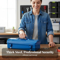 Portable Metal Tool Case Sturdy Hardware Storage Reinforced Bottom for Workshop