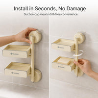 Suction Cup Rotating Soap Dish Wall Mounted Drain Soap Holder for Bathroom