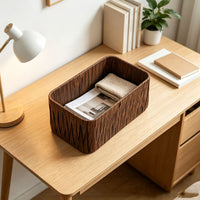 European Style Dark Coffee PP Rattan Woven Storage Basket