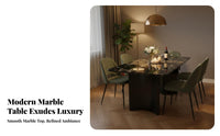 Rectangular Dining Table High-End Feel Rectangular Marble Top Table Easy to Clean Home Furniture for Apartment Dwellers, Homeowners, Restaurant