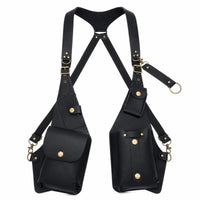 Adjustable Harness Bag with Detachable Pouch Multi-Pocket Leather Harness Vest Bag Handsunrestricted Gothic for Cosplayers, Bikers, Festivals, Cosplay, Halloween