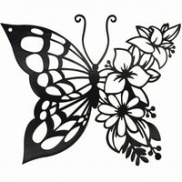 Metal Lepidoptera Wall Art Rust Resistant Butterfly Floral Wall Decor Nature Themed Black Metal Floral Piece Hanging