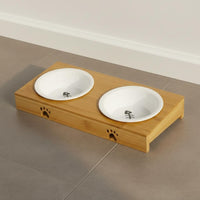 Easy to Clean Tilted Ceramic Cat Bowls Dishwasher Safe Elevated Cat Bowls Raised Food and Water Bowl Set for Kittens