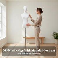 Stable Base Female Half Body Mannequin Easy Assembly Clothing Display Torso Detachable Parts Clothing Display Stand Lightweight for Boutique Owners, Online Sellers, Fashion Designers, Shop Window, Photo Studio, Home Decor