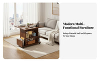 Foldable Tabletop Rolling End Table Movable with Wheels Convertible Storage Table Multi-Functional Household Furniture Space-Saving Design for Apartment Dwellers, Homeowners, Students, Living Room, Bedroom, Home Office