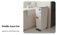 Double Tier Trash Can Odor Control Wet Dry Separation Garbage Can Pedal Bin with Wheels Easy to Clean Kitchen Sorting Bin