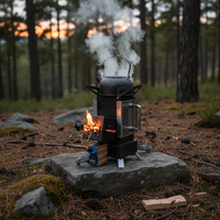 Kelefa Outdoor Stainless Steel Rocket Stove Portable Camping Wood Burning Stove for Cooking and Tea