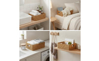 Braided Container Basket with Handles Open-Top Rectangular Organizer Basket for Closet