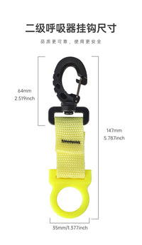 DIDEEP Diving Second Stage Clip for Jacket, Wing, Side Mount BCD with Mouthpiece Hanger Ring and Silicone Ring 60114