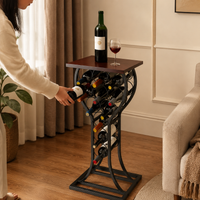 Black Metal Wine Rack, Freestanding Wine Bottle Holder, Modern Matte Finish for Kitchen & Small Spaces, 38x30.5x84cm