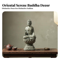 Aged Appearance Tathagata Buddha Statue Feng Shui Accent Chinese Design Buddha Ornament Serene Atmosphere Zen Decor for Meditation Practitioners, Mindful Movement Enthusiasts, Spiritual Seekers, Tea Room, Bedroom, Office
