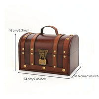 Wooden Storage Chest Portable Wooden Chest with Curved Lid Decorative Trunk Versatile Trunk with Hinged Top Practical