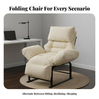 Foldable Design Transformable Lounger Sit and Lie two-in-oneUse Deep Seat Lounger Multi-Functional Lounge Chair Adjustable Backrest for Office Workers, Students, Nap Time, Living Room, Bedroom, Apartment