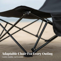 Adjustable Recline Portable Reclining Camp Chair Heavy Duty Frame Folding Recliner Ergonomic Design Outdoor Gear Weather Resistant for Beachgoers, Homeowners, Camping, Fishing, Office, Backyard