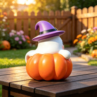 Halloween Pumpkin Ghost Doll with Magic Hat Resin Figurine