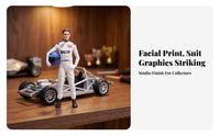 1/18 Scale Racer Figurine with Helmet | Painted Suit Details, Racer Figure, for Dioramas
